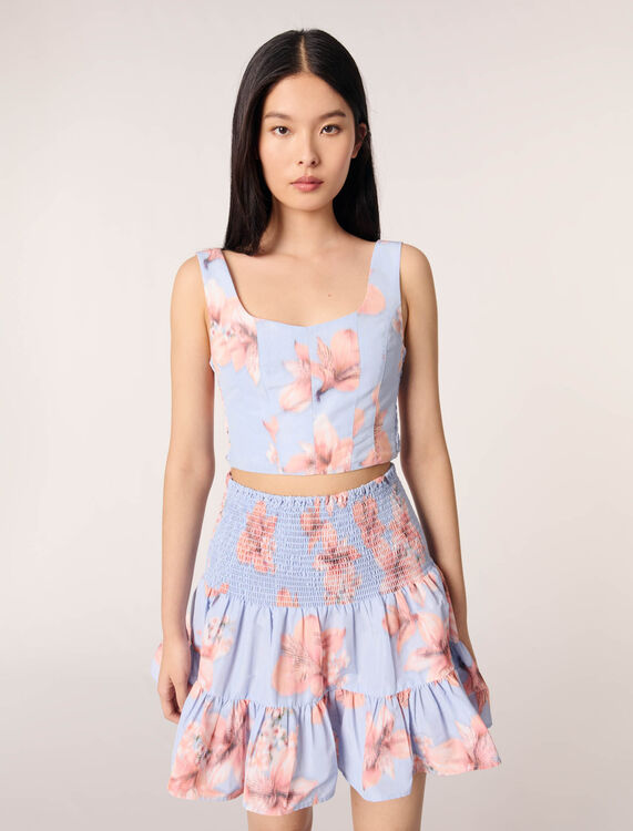 Patterned taffeta flared skirt -  - MAJE