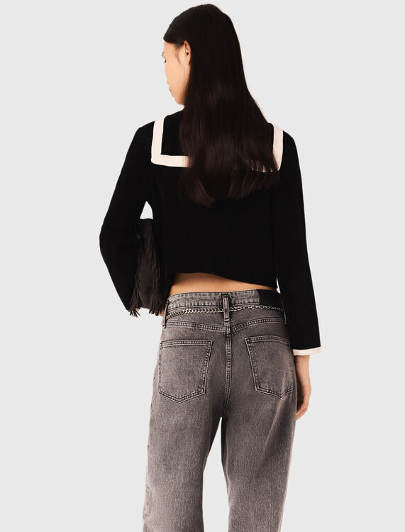 Velvet-effect cardigan - Sweaters & Cardigans - MAJE