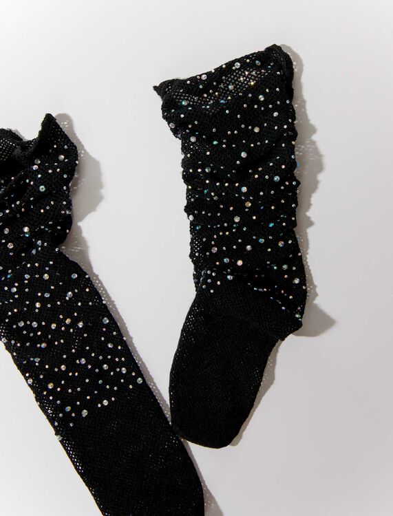 Rhinestone mesh socks -  - MAJE