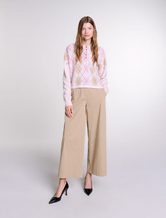 Short wool-blend sweater : Sweaters & Cardigans color Beige