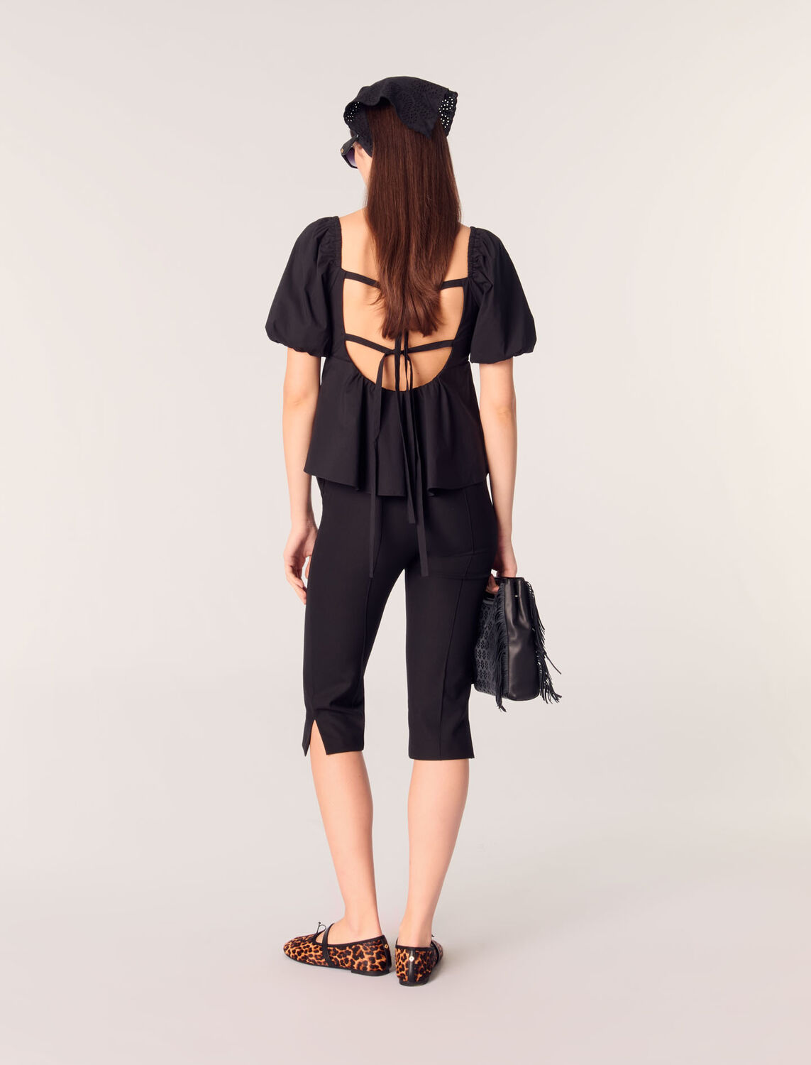 Poplin top with balloon sleeves - Tops - MAJE