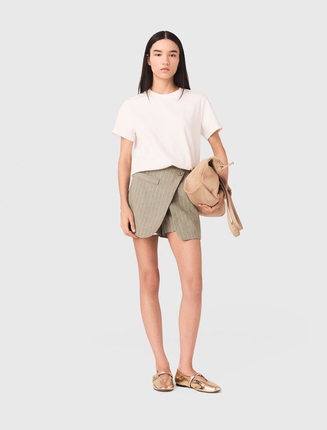 Layered linen blend shorts - Skirts & Shorts - MAJE