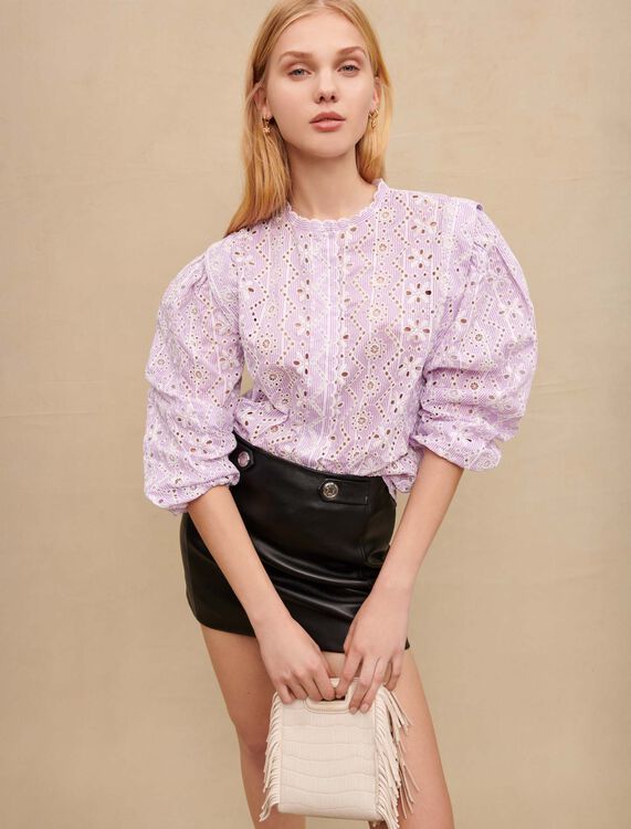 Embroidered cotton shirt - Tops - MAJE