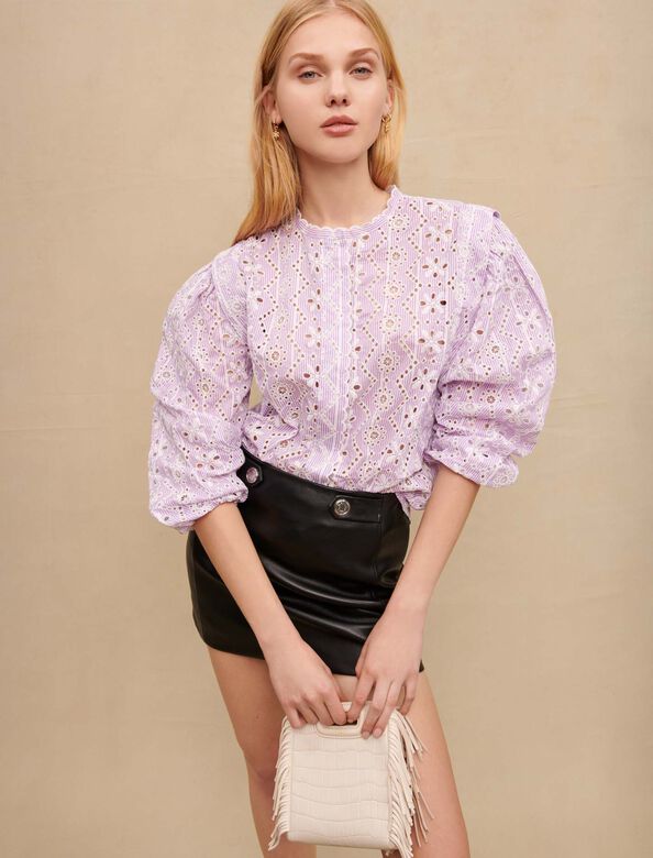 Embroidered cotton shirt : Tops color 