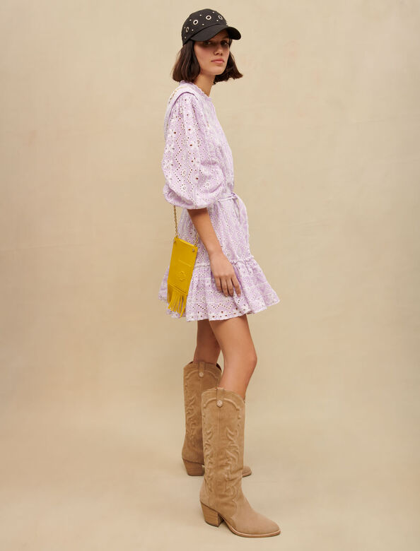 Embroidered cotton mini dress : View All color Parma Violet