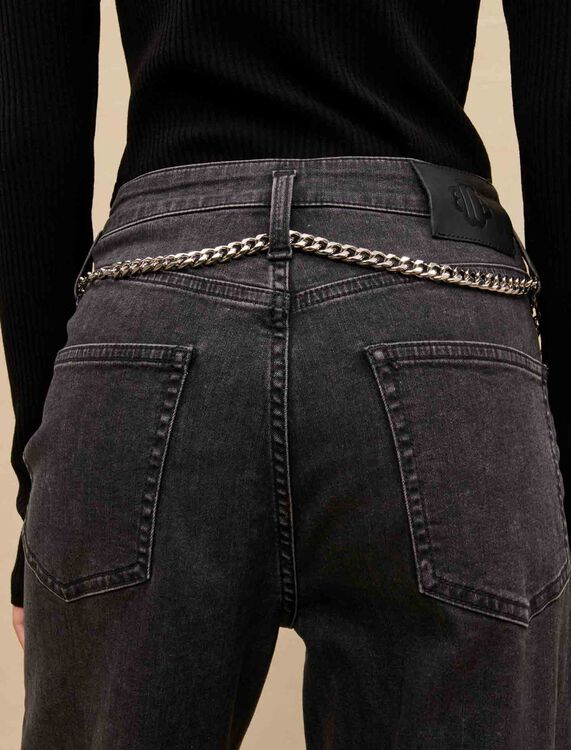 Black baggy jeans with belt - Trousers & Jeans - MAJE