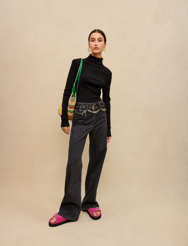 Black baggy jeans with belt : Trousers & Jeans color Black