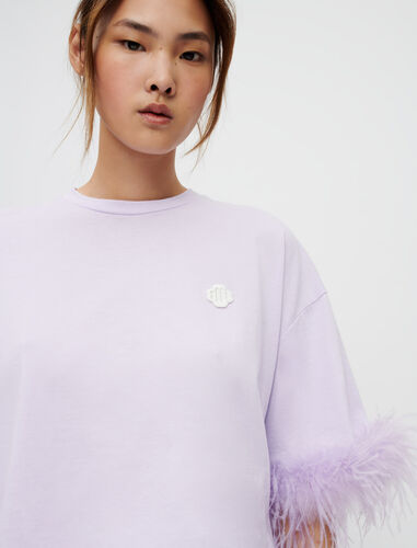 Lilac T-shirt with feathers : T-Shirts color purple