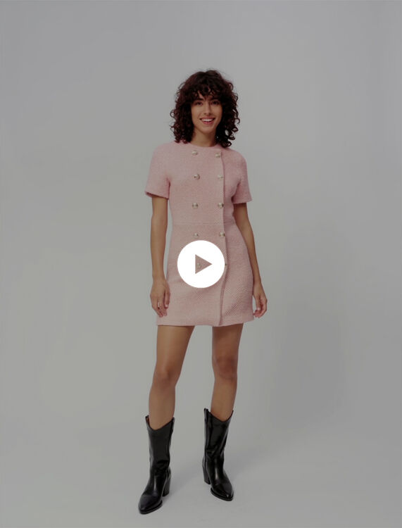 Pink and ecru marl tweed dress - Dresses - MAJE