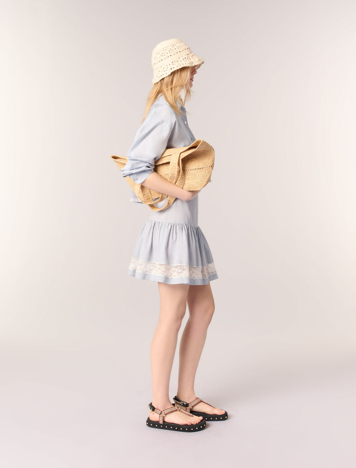 Short rhinestone striped skirt - Skirts & Shorts - MAJE