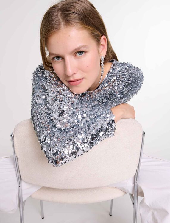 Long-sleeved sequinned top - Fall-Winter Collection - MAJE