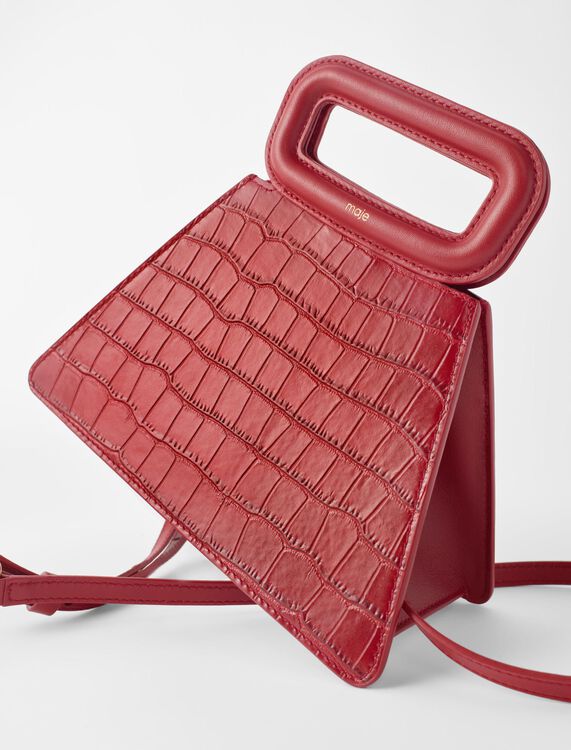 Embossed leather pyramid handle bag - Bags - MAJE