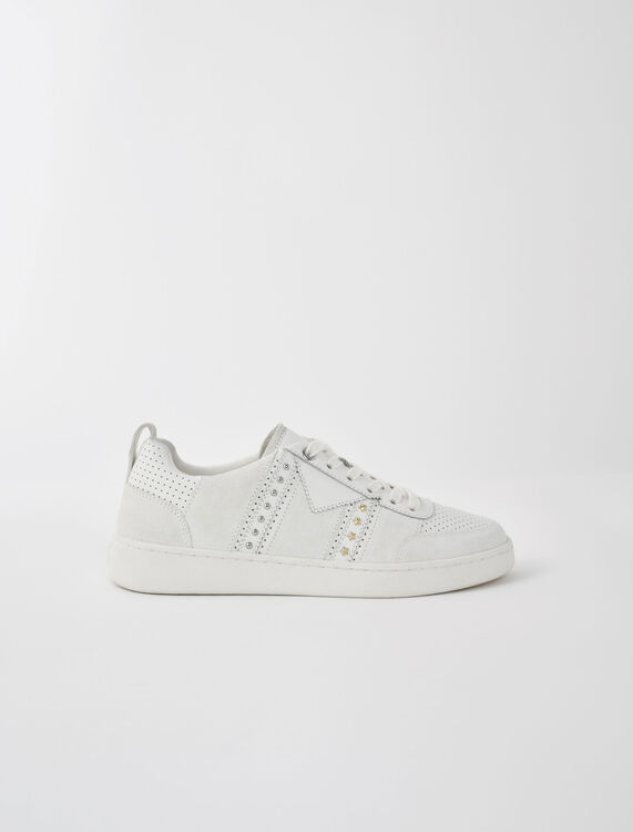 Studded white leather sneakers - Sneakers - MAJE