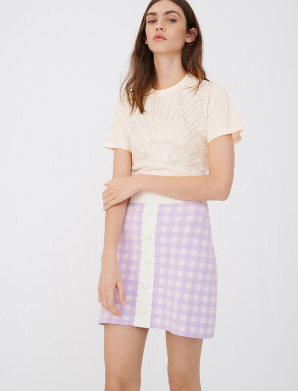 Straight skirt in checked jacquard : Skirts & Shorts color 