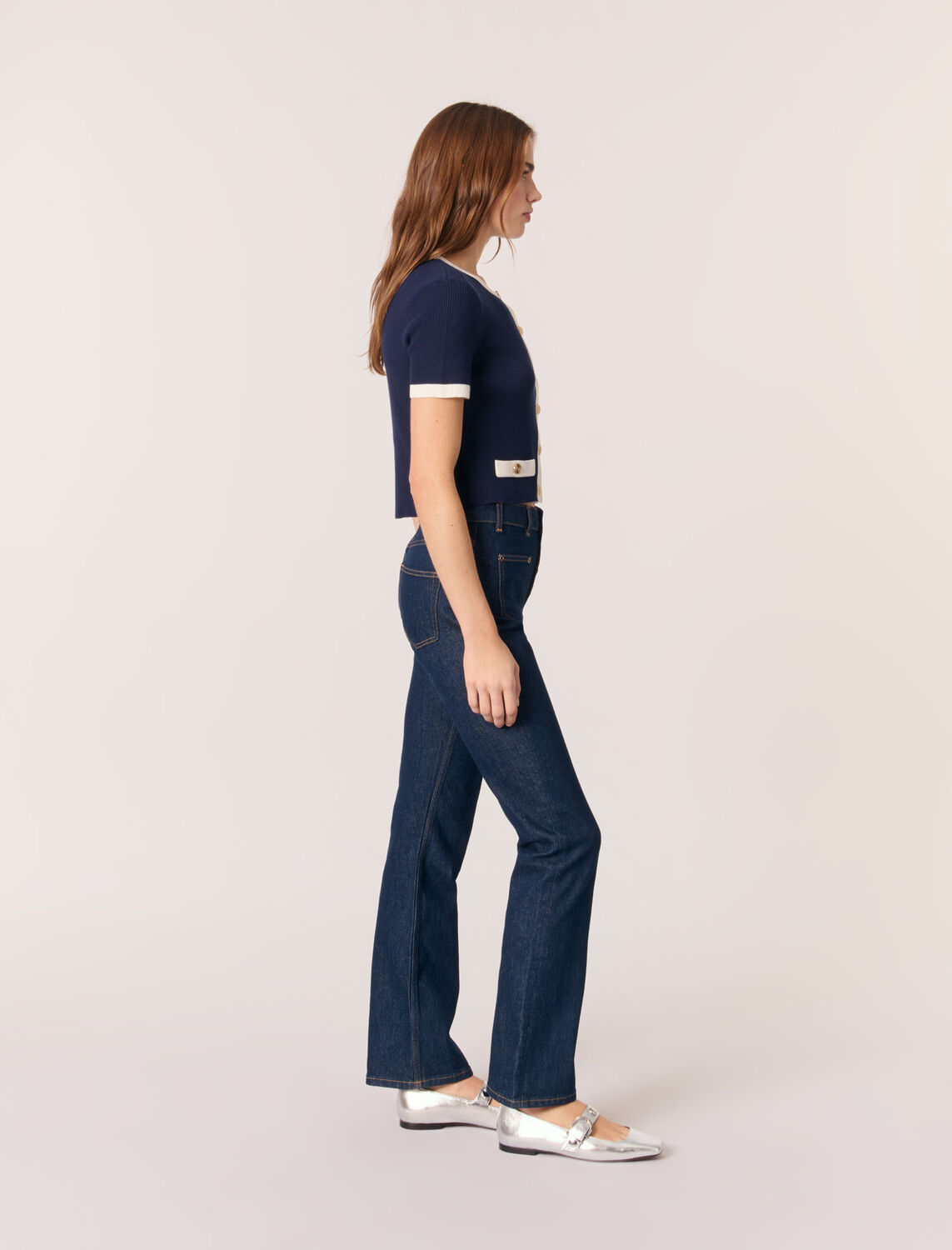 Contrasting cropped cardigan - Sweaters & Cardigans - MAJE