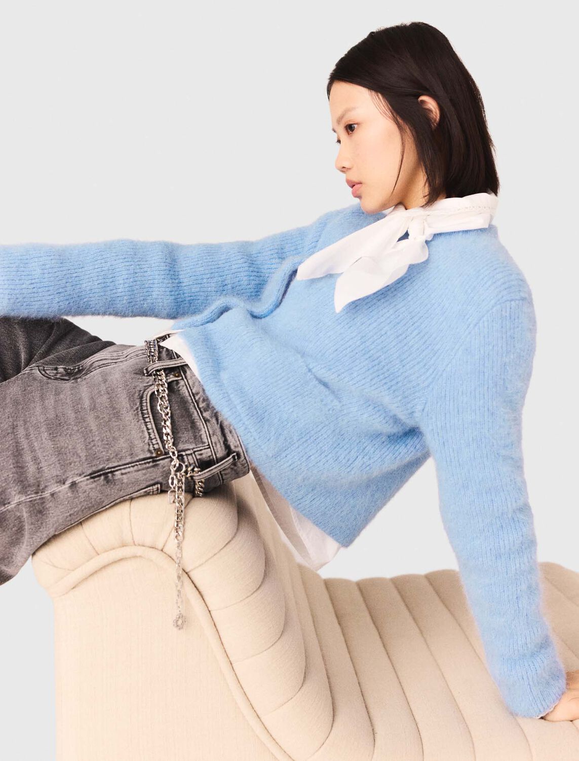 Jewelled bow cardigan - Sweaters & Cardigans - MAJE