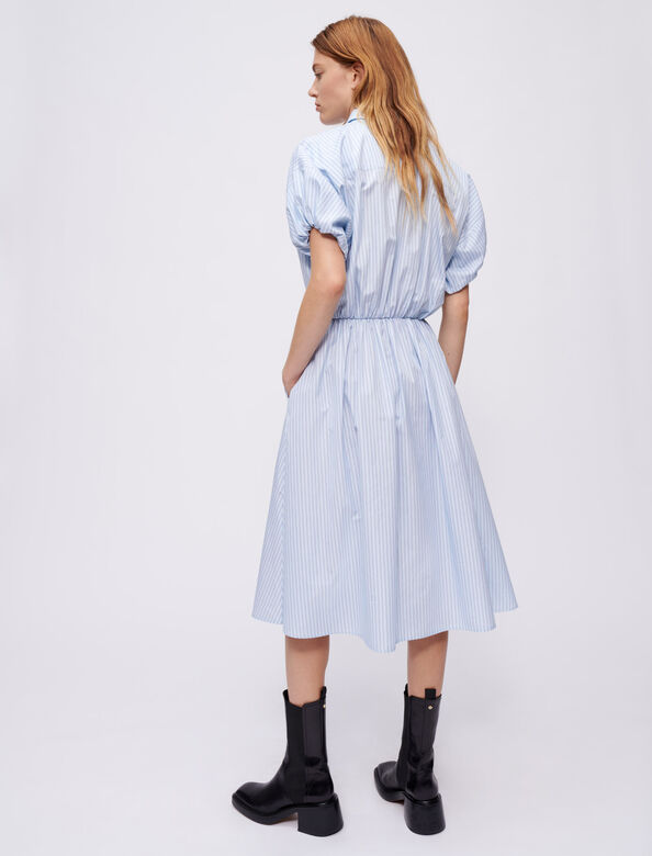 泡泡袖A字连衣裙 : Dresses 顏色 浅蓝色/LIGHT BLUE