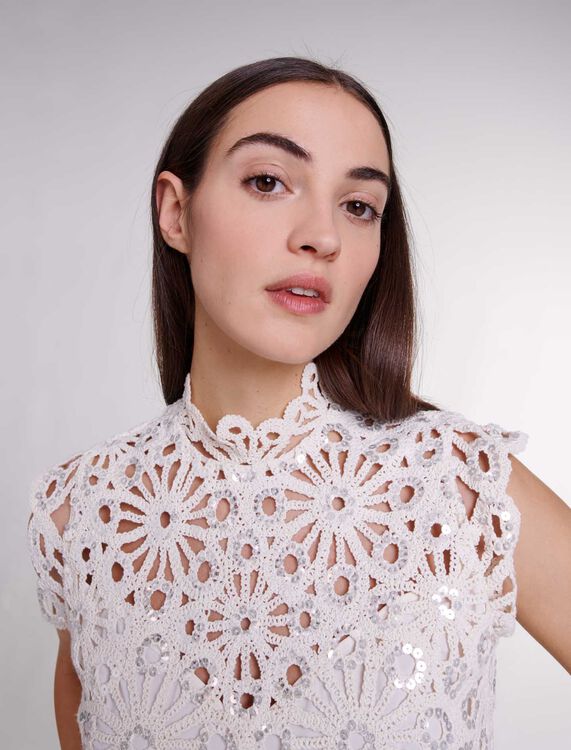 Crochet and sequin top - Tops - MAJE