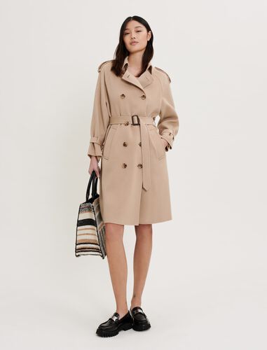 Double-faced trench coat : Coats & Jackets color Beige