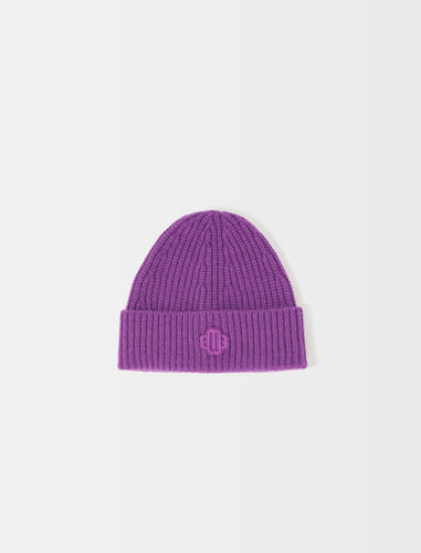 Knit Clover beanie with turnback : Other accessories color Purple