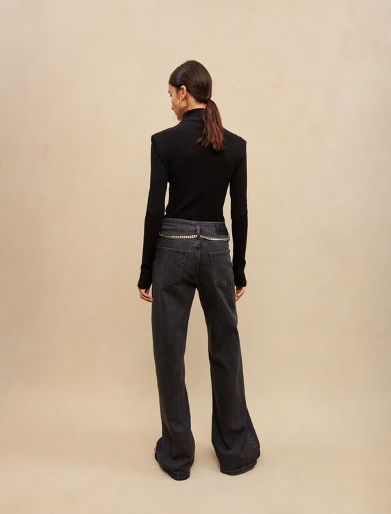 Black baggy jeans with belt - Trousers & Jeans - MAJE