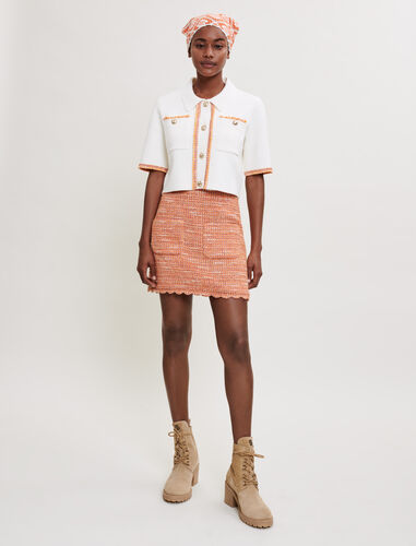 Tweed skirt with braided trim : 50% Off color Orange