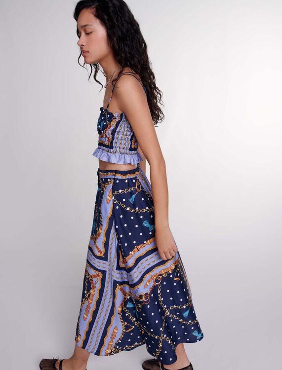 Satin-effect patterned short skirt - Fall-Winter Collection - MAJE