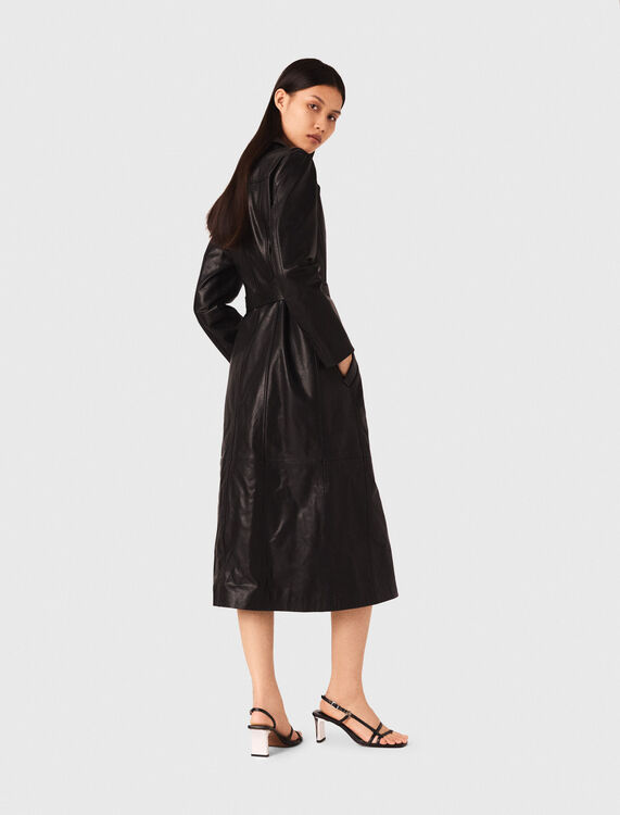 Long leather trench coat - Coats - MAJE