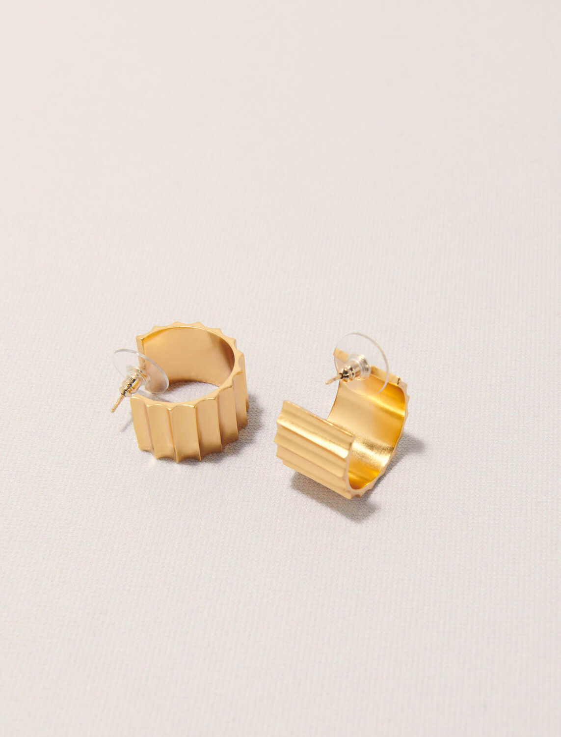 Tapered gold mini hoop earrings -  - MAJE