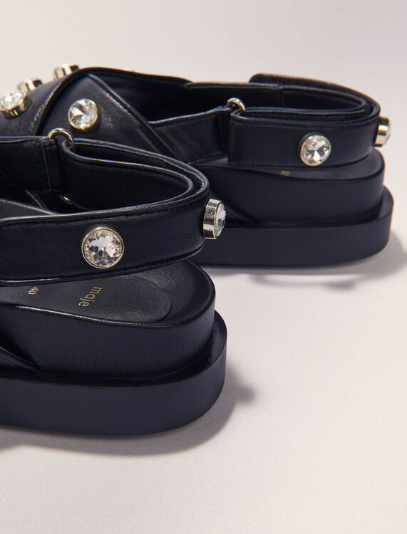 Flat leather and rhinestone sandals - Sling-Back & Sandals - MAJE