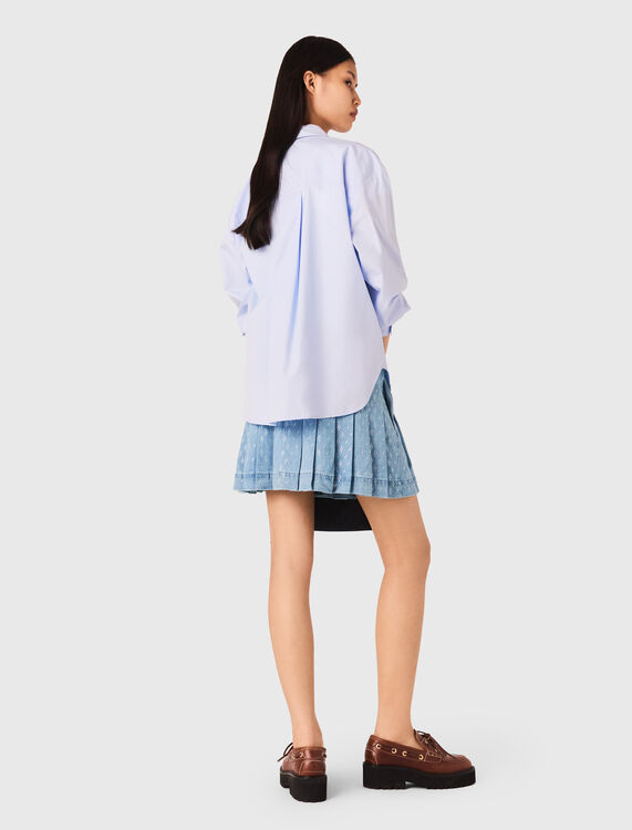 Rhinestone pleated denim skirt - Skirts & Shorts - MAJE