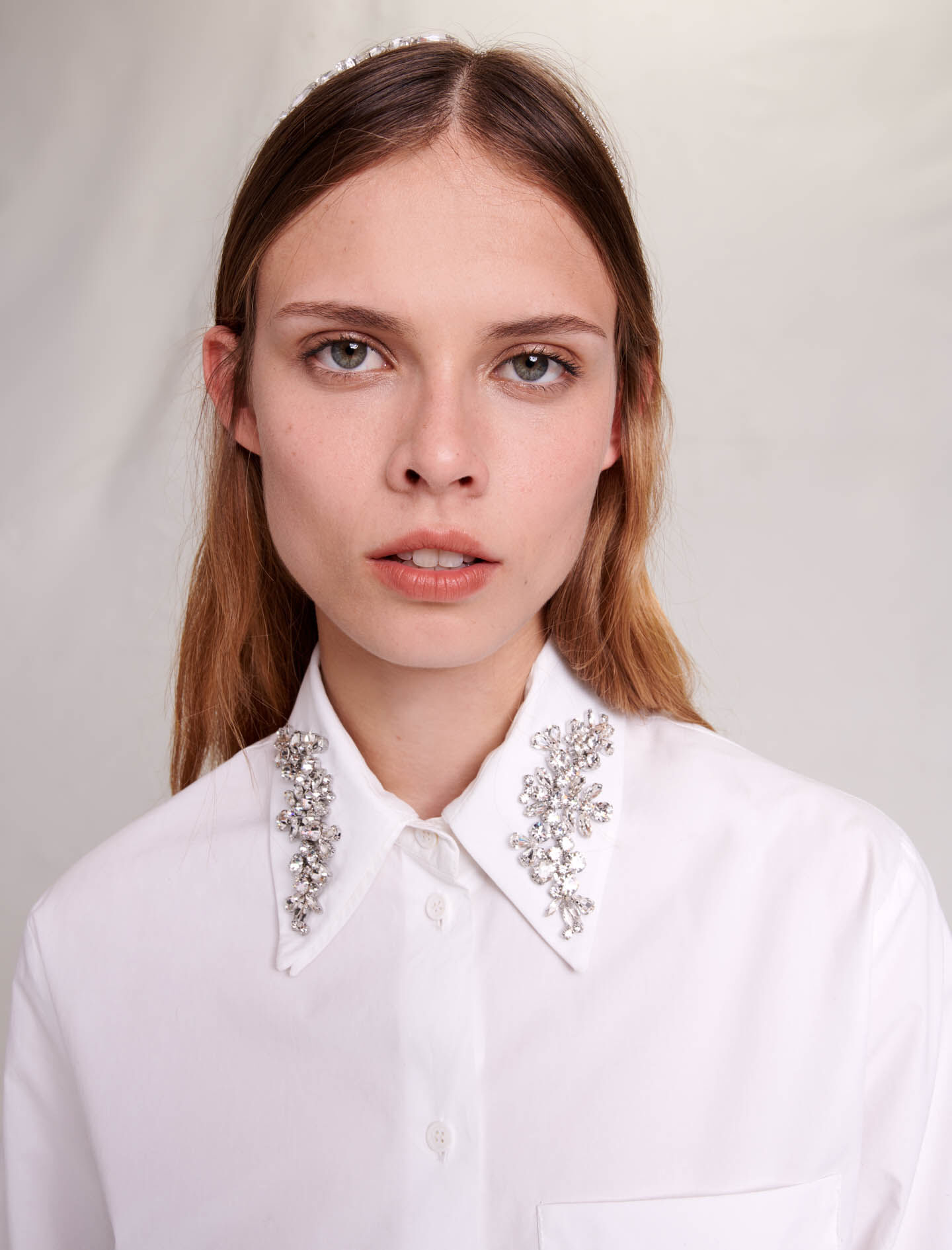 Maje cropped dress with shirt collar store