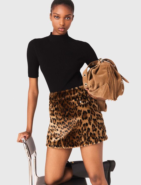 Leopard faux fur miniskirt - Skirts & Shorts - MAJE