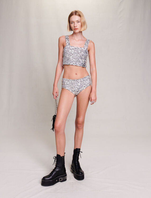 Sequinned briefs - T-Shirts - MAJE