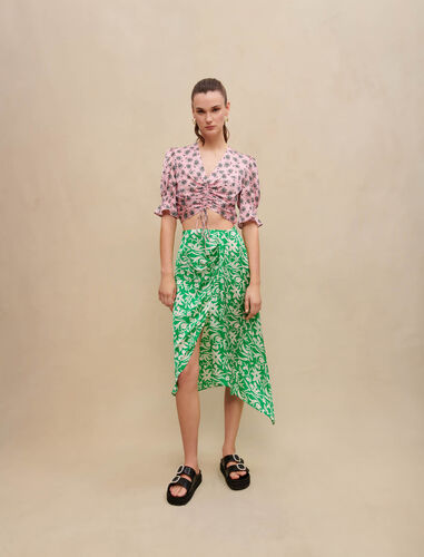 Draped mini skirt : Skirts & Shorts color print green dreamlike