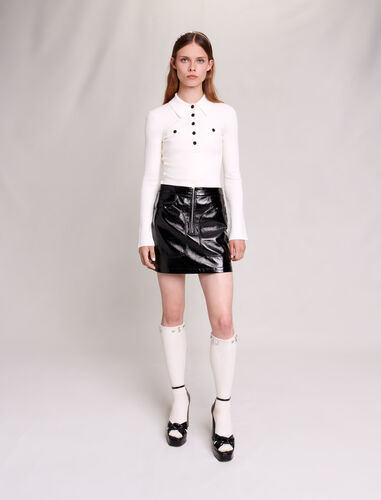Short vinyl skirt : Skirts & Shorts color Black