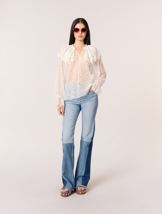 Lace top : Tops color White
