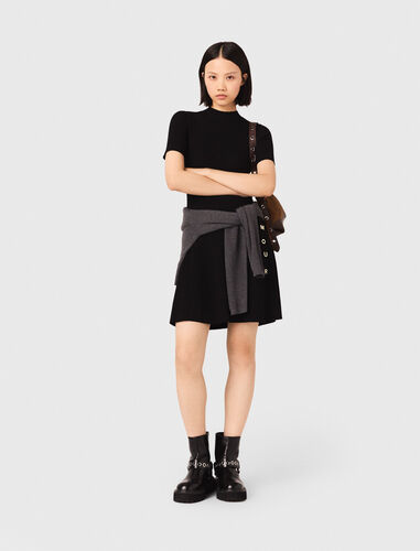 Short knit button dress : Dresses color Black