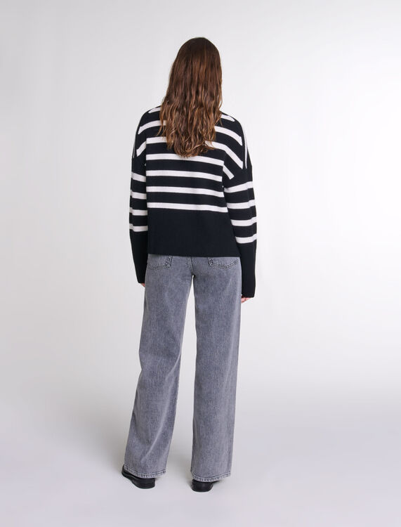 Stripe print high-neck jumper - Fall-Winter Collection - MAJE