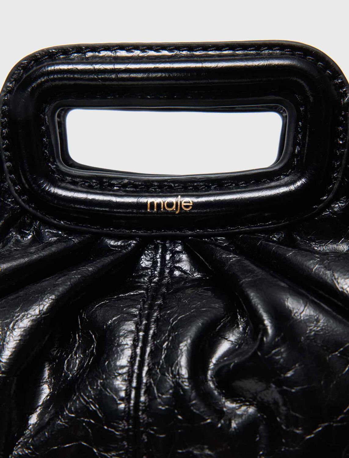 Crackled leather mini clutch -  - MAJE