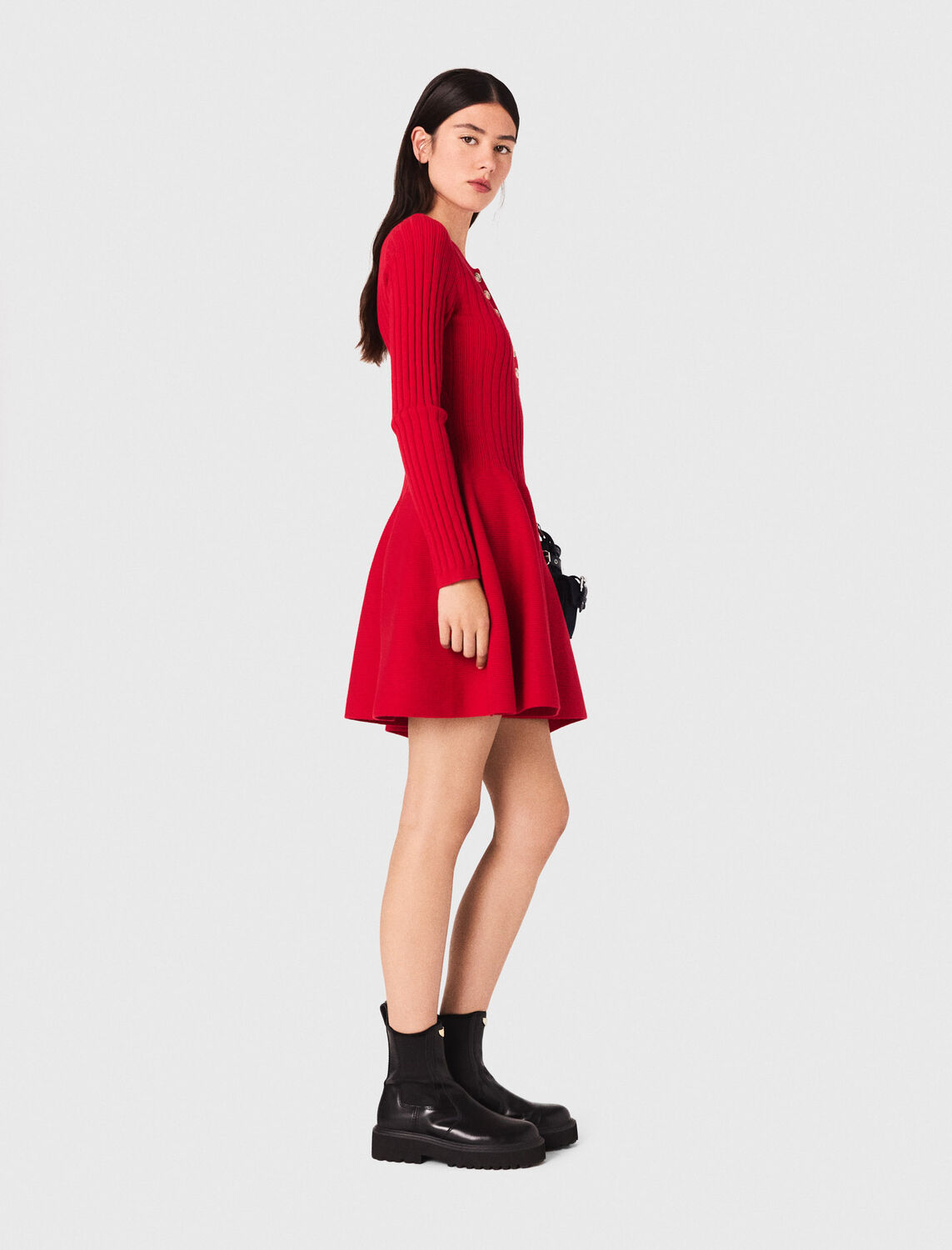 Knit dress with flared skirt - Dresses - MAJE