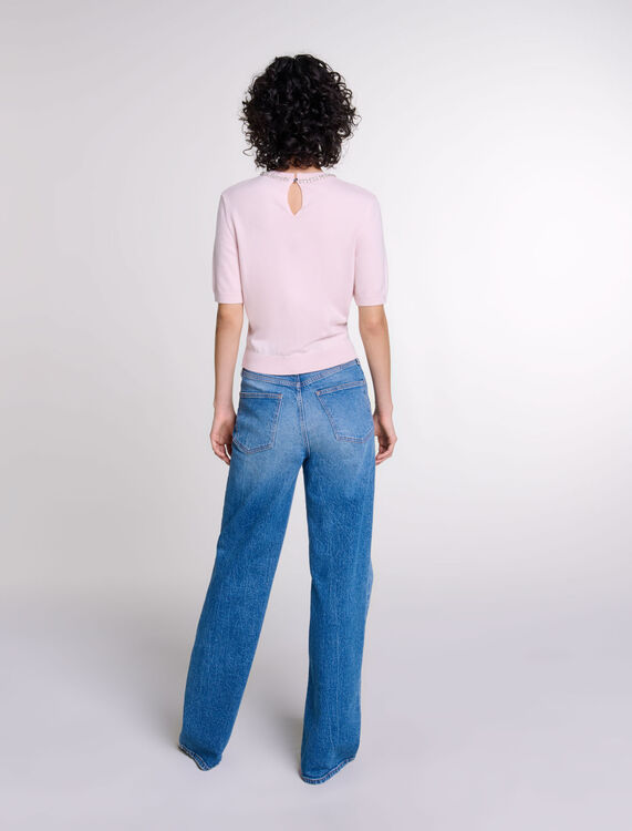 Knit crop jumper with rhinestones - null - MAJE