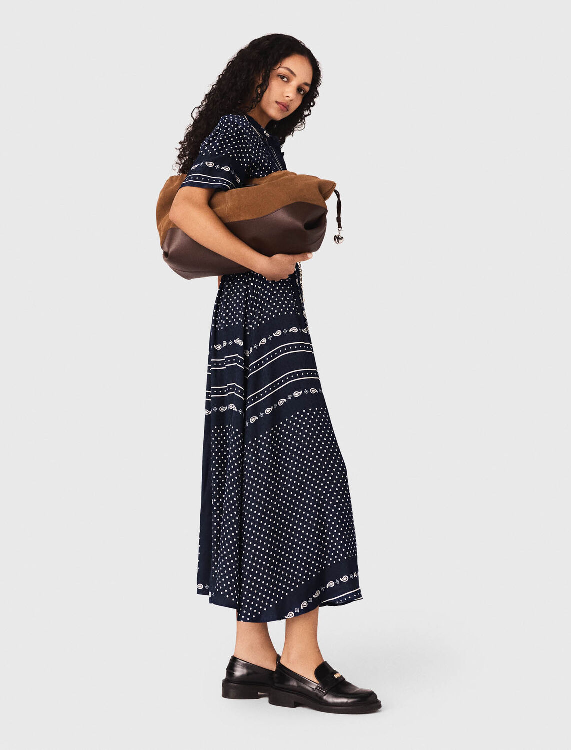 Flowy patterned maxi dress - Dresses - MAJE
