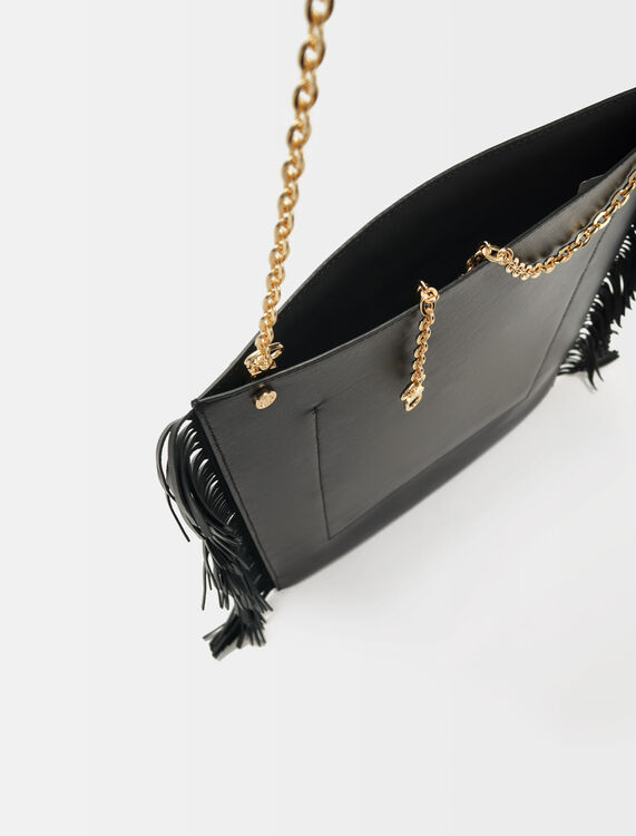 Clover leather bag with fringing -  - MAJE