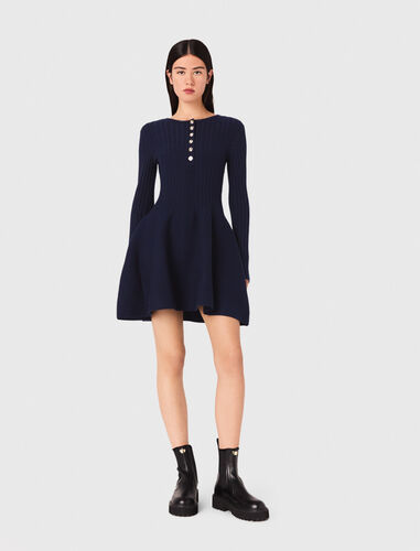 Knit dress with flared skirt : Dresses color Navy