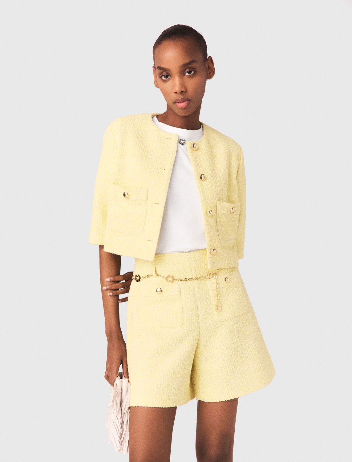 Tweed shorts : Skirts & Shorts color Pale Yellow