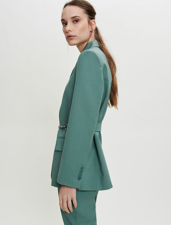 Tailored jacket with chain belt : Blazers color Green