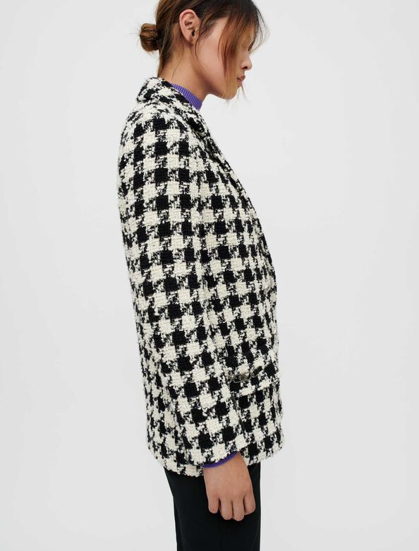 Houndstooth wide-cut, thick jacket : Blazers color Black / White