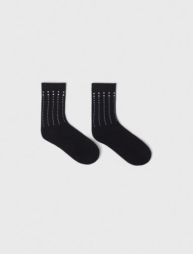 Rhinestone socks : Other accessories color Black