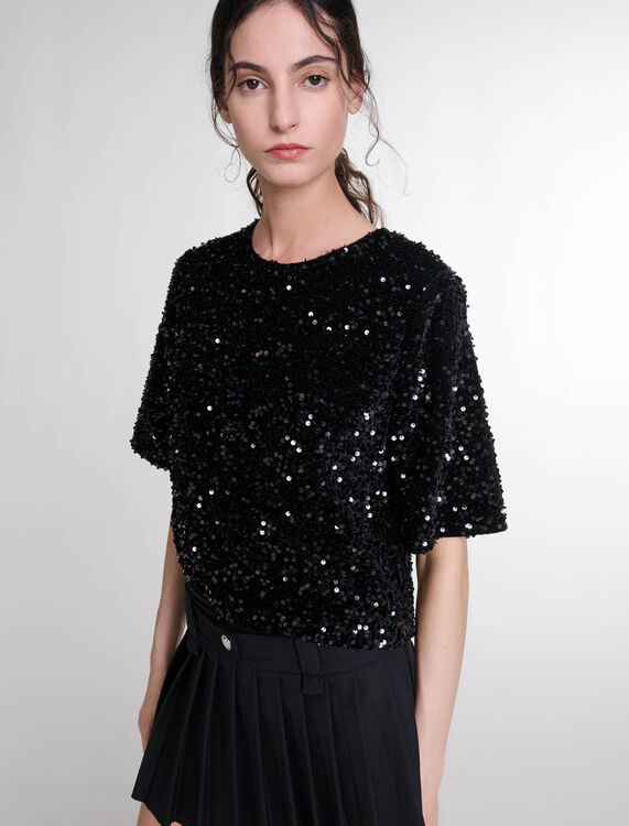 Sequinned velvet top - Fall-Winter Collection - MAJE